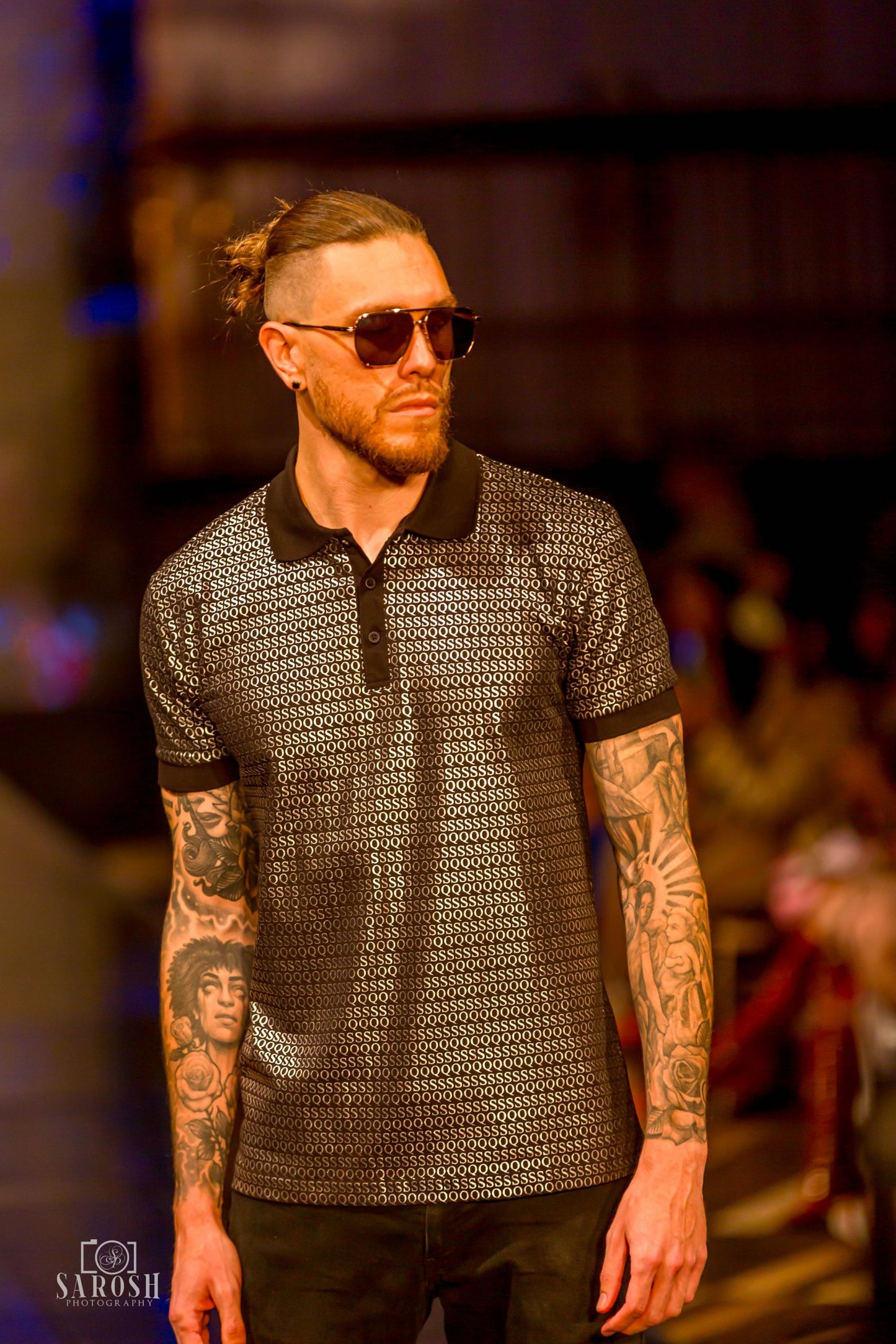 SQ MONOGRAM 100% COTTON POLO SHIRT (BLACK)