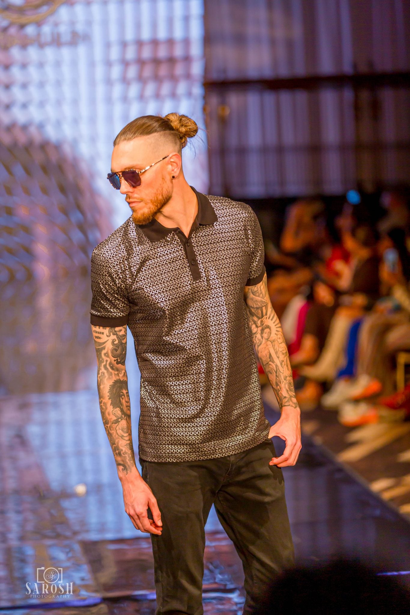 SQ MONOGRAM 100% COTTON POLO SHIRT (BLACK)