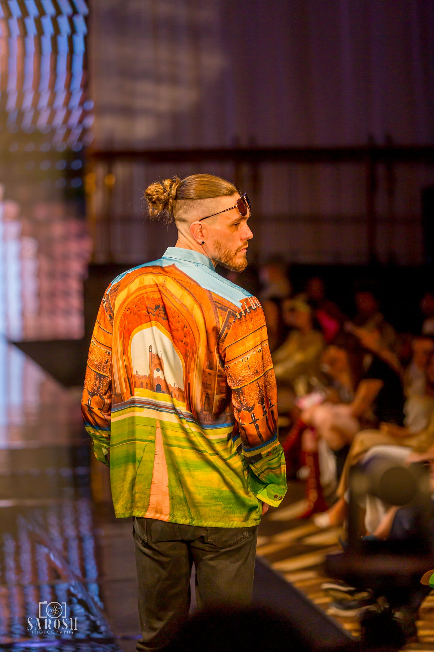 Printed Architecture Design Silk Shirt