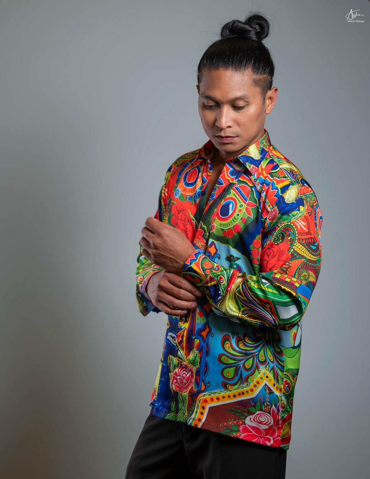 TRUCK ART LONG-SLEEVED 100% SILK SHIRT