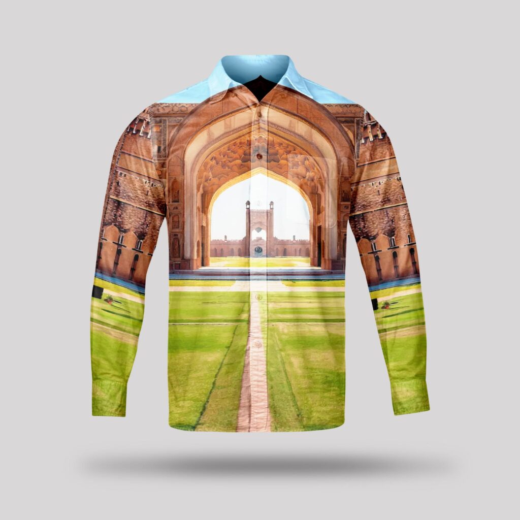 Printed Architecture Design Silk Shirt