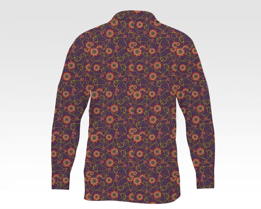 PRINTED FLORAL LONG-SLEEVED 100% SILK SHIRT