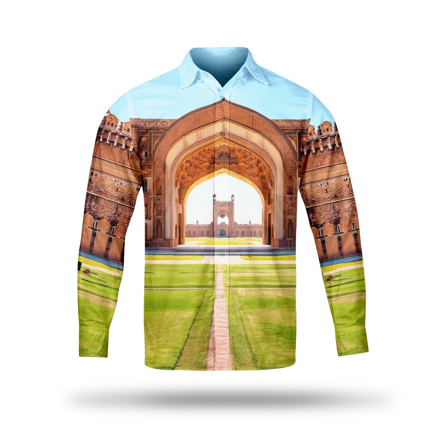 Printed Architecture Design Silk Shirt