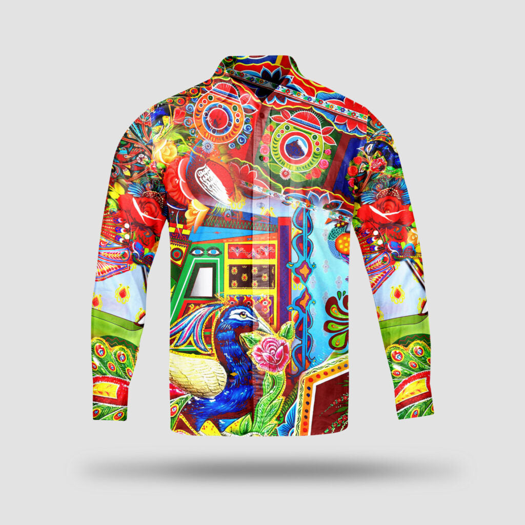 TRUCK ART LONG-SLEEVED 100% SILK SHIRT
