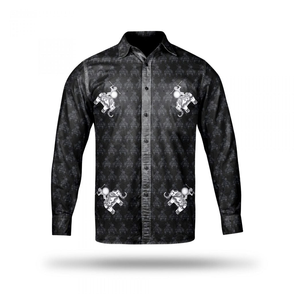 PRINTED WITH EMBROIDERY LONG-SLEEVED 100% COTTON SHIRT
